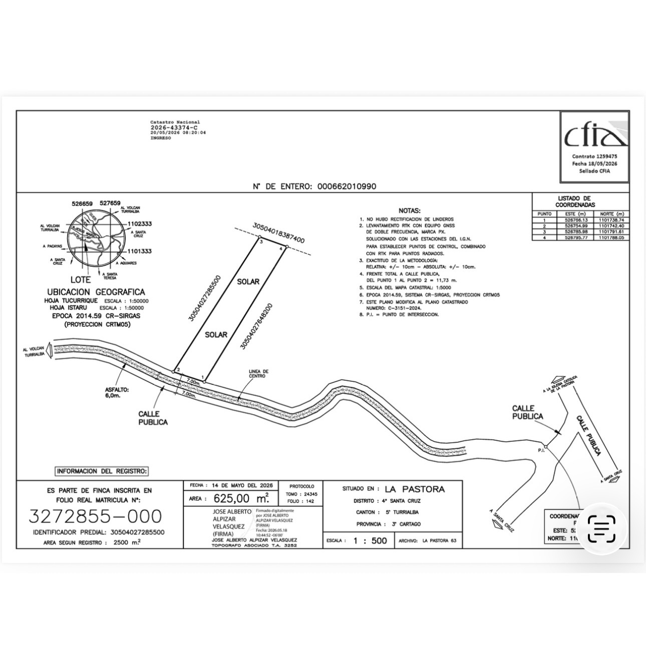 Plano original de 625 m²